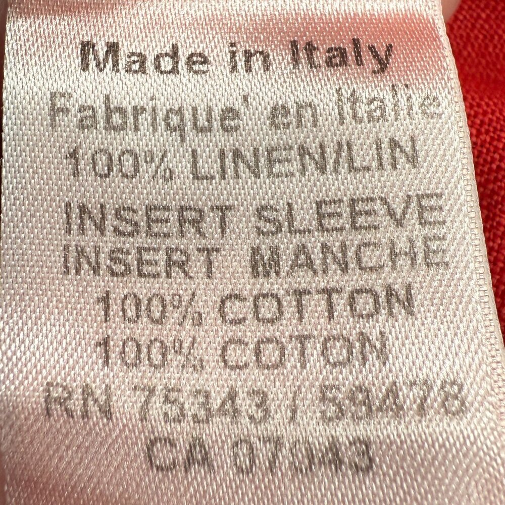 TERZO MILLENNIO Women's EUC Red Linen 3/4 Sleeve Off-the-Shoulder Dress | Size L - Picture 6 of 8